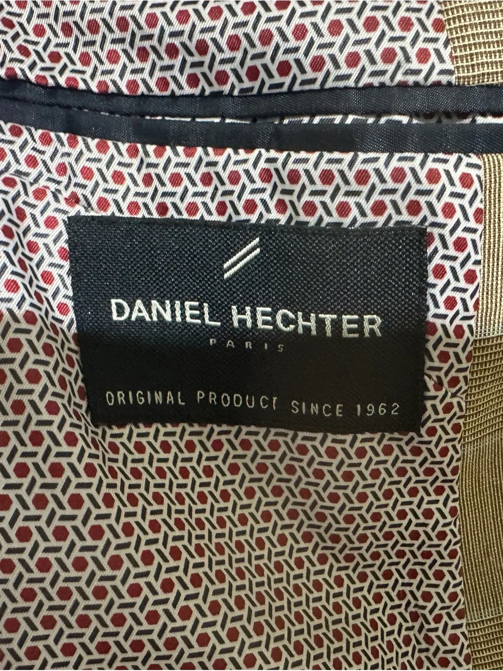 Daniel Hechter Beige Plaid Blazer with Subtle Windowpane